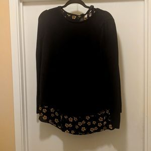 Blouse - floral bottom, navy